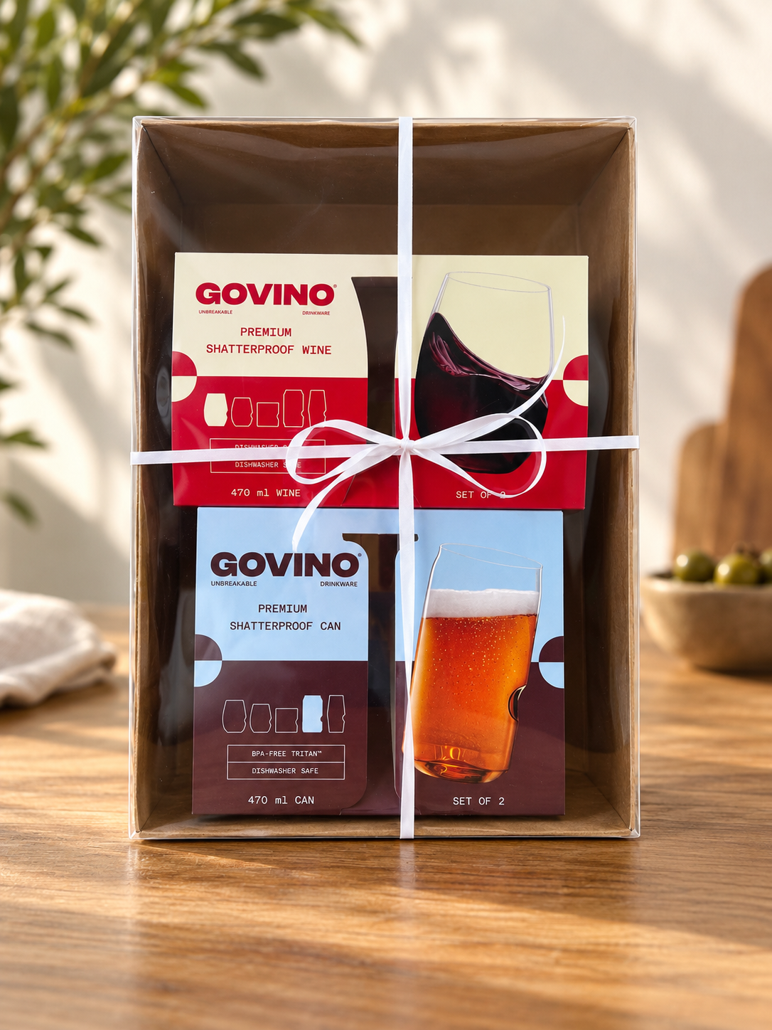 Govino Wine & Can Gift Set — Shatterproof Drinkware Bundle (Set of 4, Gift Wrapped)